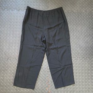 Eileen Fisher Pants Black Linen Blend‎ Cropped Wide Leg Size Medium